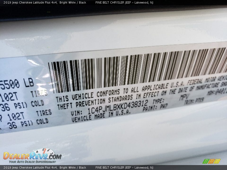 2019 Jeep Cherokee Latitude Plus 4x4 Bright White / Black Photo #9