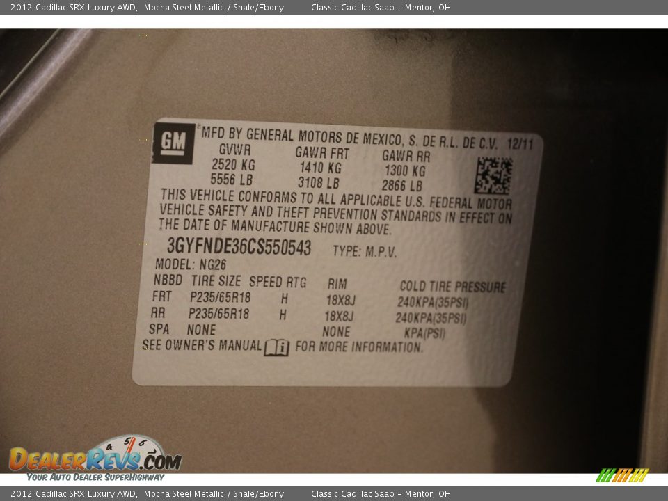 2012 Cadillac SRX Luxury AWD Mocha Steel Metallic / Shale/Ebony Photo #23