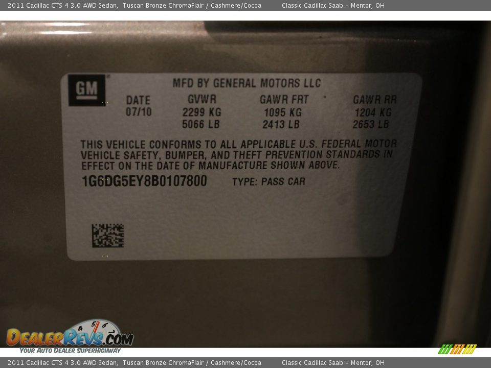 2011 Cadillac CTS 4 3.0 AWD Sedan Tuscan Bronze ChromaFlair / Cashmere/Cocoa Photo #22