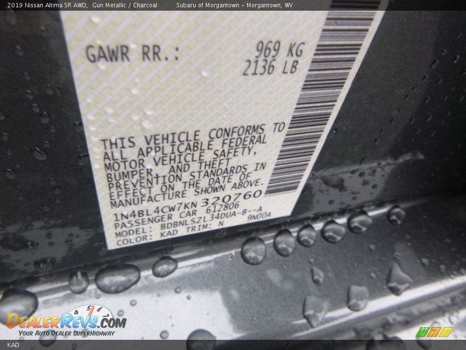 Nissan Color Code KAD Gun Metallic