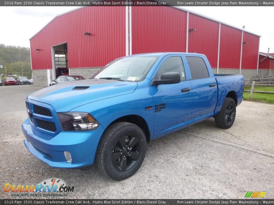 2019 Ram 1500 Classic Tradesman Crew Cab 4x4 Hydro Blue Sport Edition / Black/Diesel Gray Photo #1