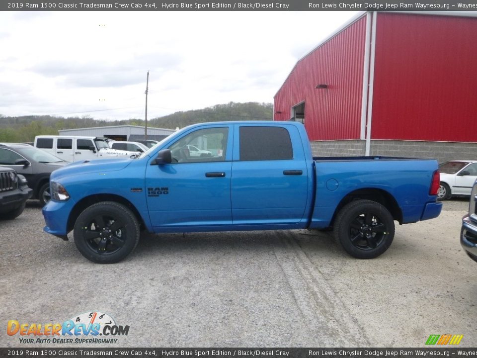 2019 Ram 1500 Classic Tradesman Crew Cab 4x4 Hydro Blue Sport Edition / Black/Diesel Gray Photo #2