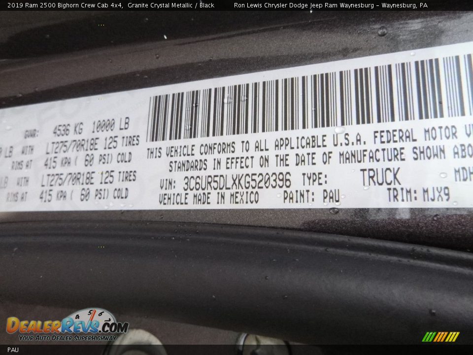 Ram Color Code PAU Granite Crystal Metallic