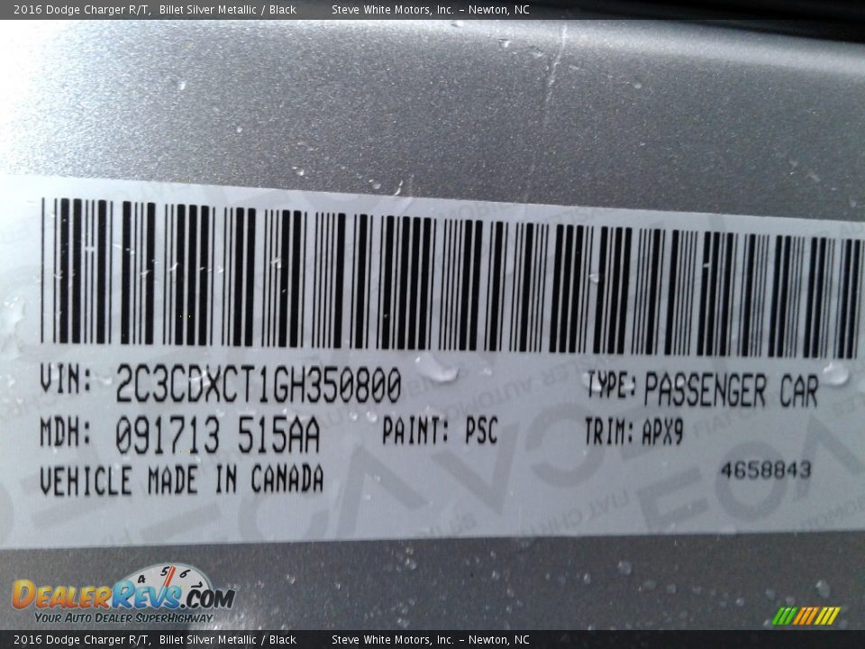 2016 Dodge Charger R/T Billet Silver Metallic / Black Photo #33