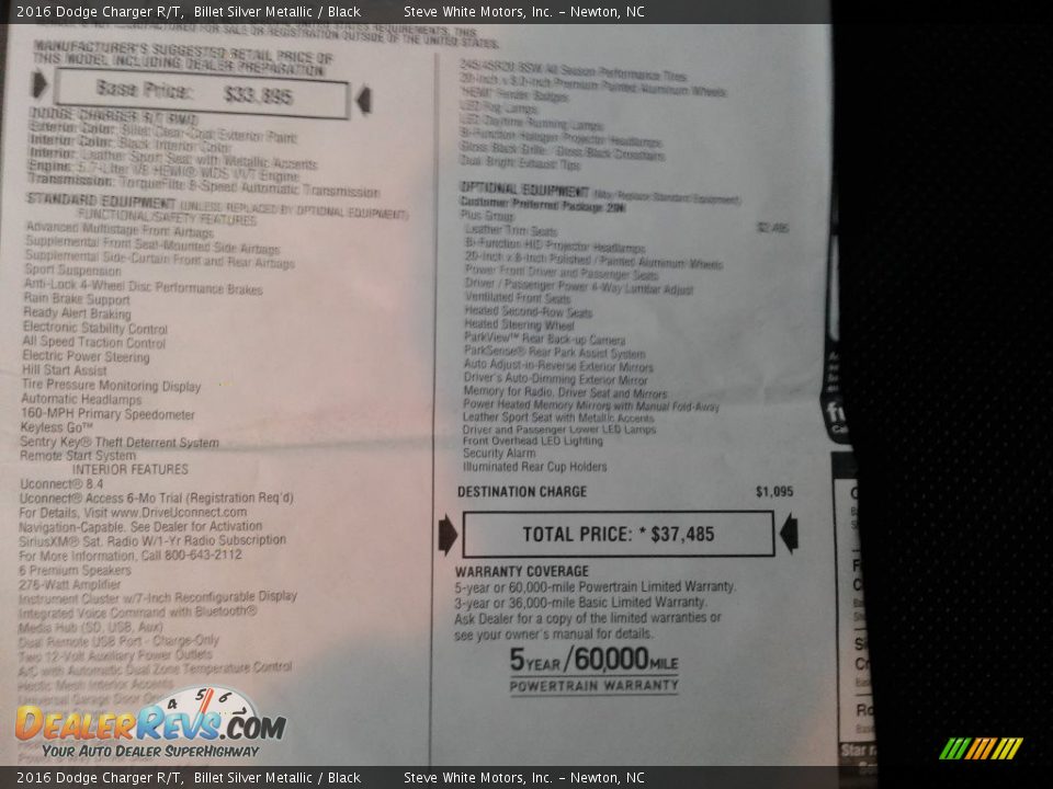 2016 Dodge Charger R/T Billet Silver Metallic / Black Photo #35