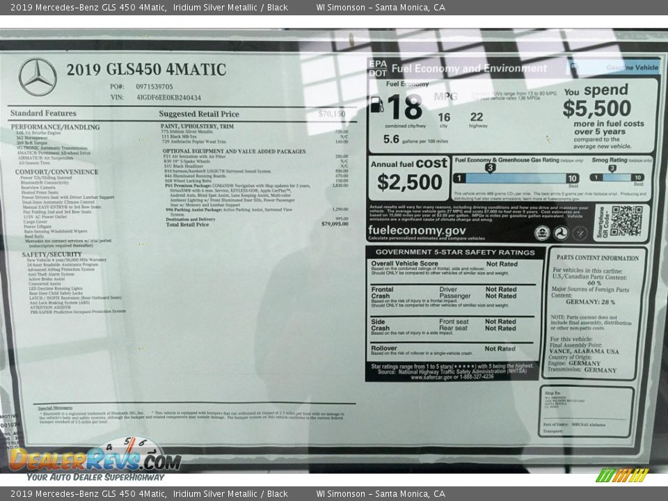 2019 Mercedes-Benz GLS 450 4Matic Iridium Silver Metallic / Black Photo #10