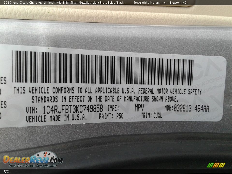 Jeep Color Code PSC Billet Silver Metallic