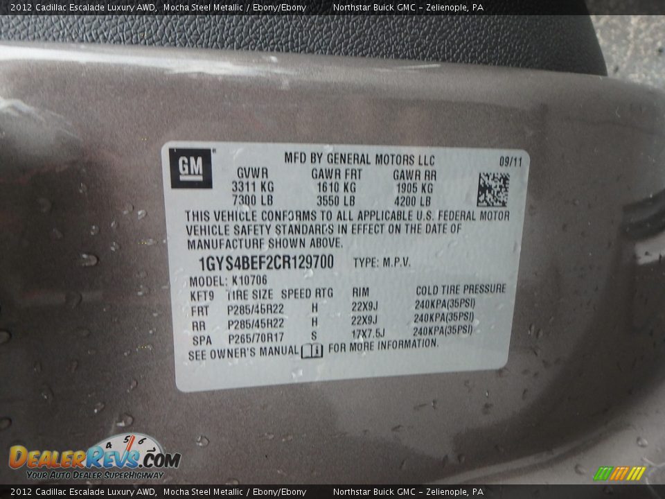 2012 Cadillac Escalade Luxury AWD Mocha Steel Metallic / Ebony/Ebony Photo #19