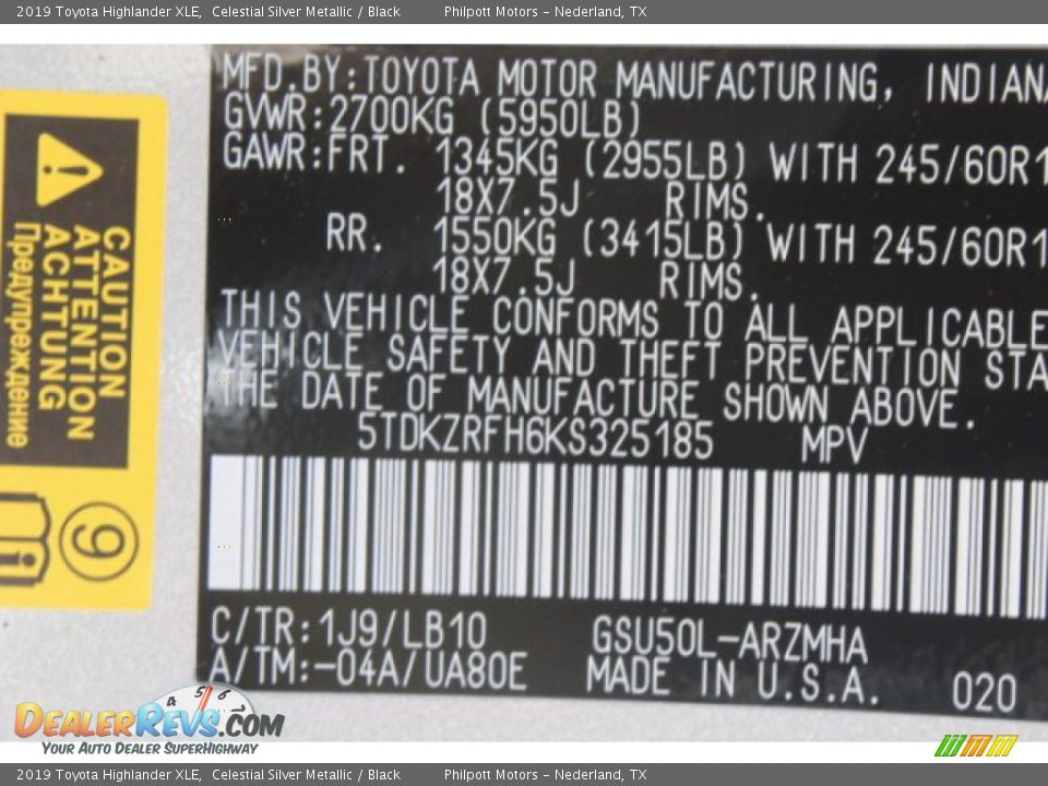 2019 Toyota Highlander XLE Celestial Silver Metallic / Black Photo #24