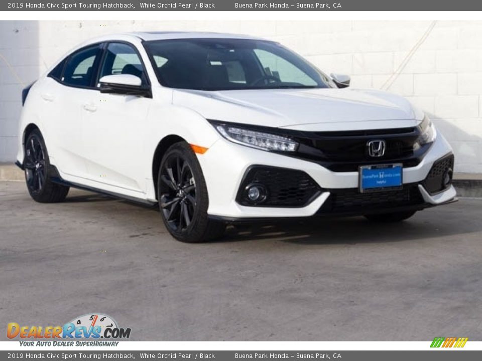 2019 Honda Civic Sport Touring Hatchback White Orchid Pearl / Black Photo #1