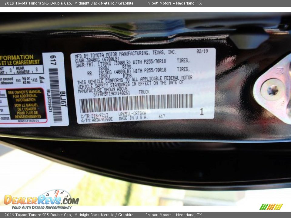 2019 Toyota Tundra SR5 Double Cab Midnight Black Metallic / Graphite Photo #25