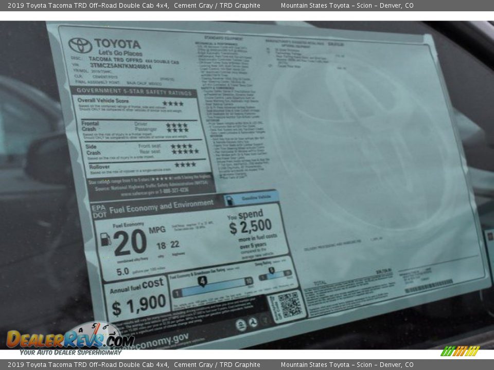 2019 Toyota Tacoma TRD Off-Road Double Cab 4x4 Cement Gray / TRD Graphite Photo #10