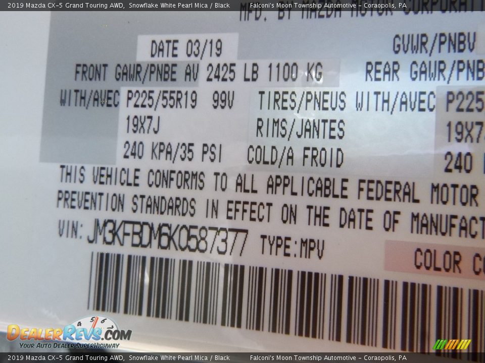 2019 Mazda CX-5 Grand Touring AWD Snowflake White Pearl Mica / Black Photo #12