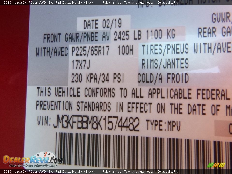 2019 Mazda CX-5 Sport AWD Soul Red Crystal Metallic / Black Photo #13