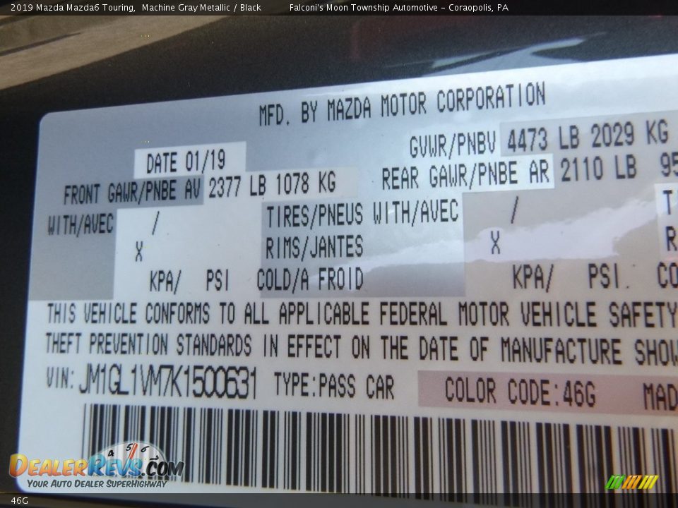 Mazda Color Code 46G Machine Gray Metallic