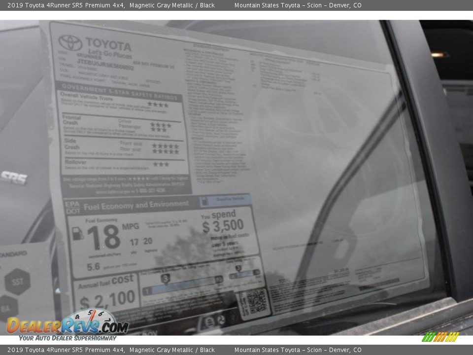 2019 Toyota 4Runner SR5 Premium 4x4 Magnetic Gray Metallic / Black Photo #11