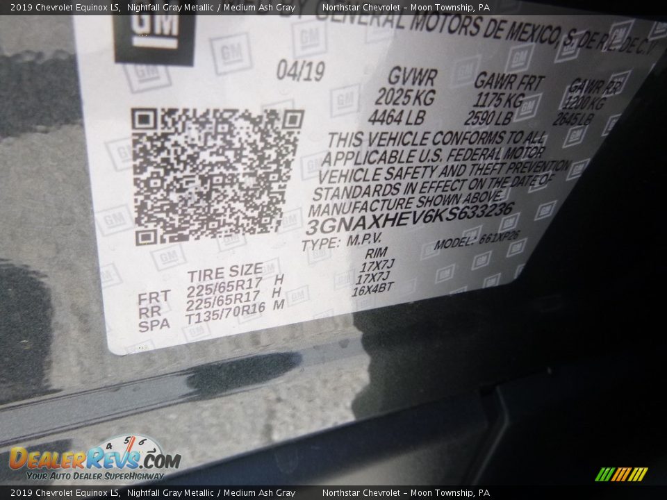 2019 Chevrolet Equinox LS Nightfall Gray Metallic / Medium Ash Gray Photo #16