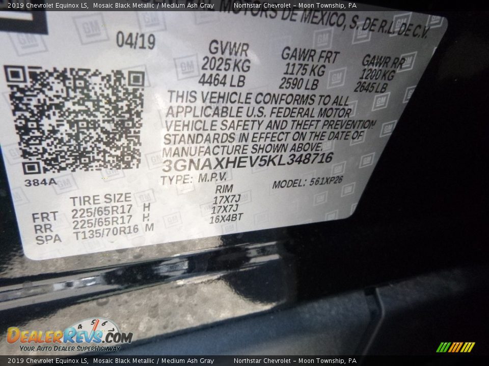 2019 Chevrolet Equinox LS Mosaic Black Metallic / Medium Ash Gray Photo #16