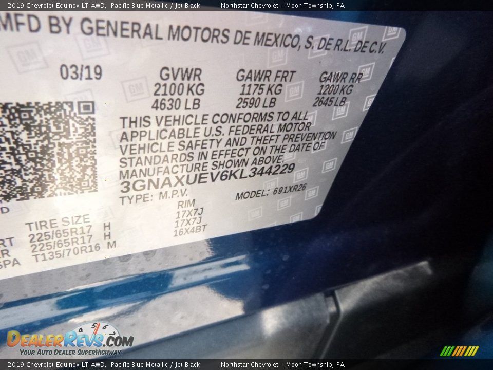 2019 Chevrolet Equinox LT AWD Pacific Blue Metallic / Jet Black Photo #16