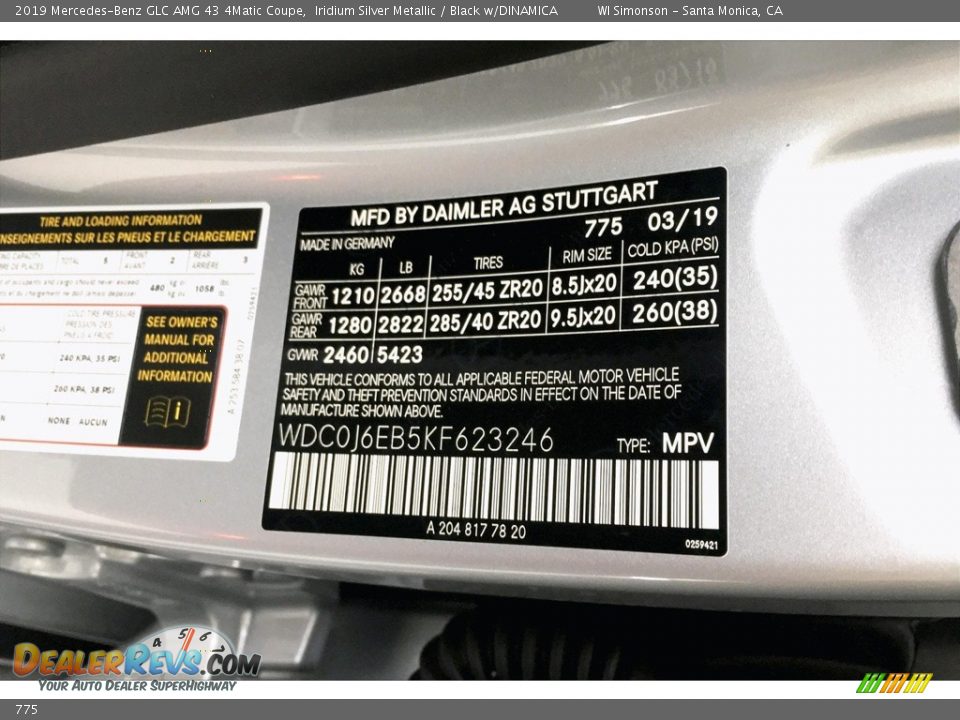 Mercedes-Benz Color Code 775 Iridium Silver Metallic