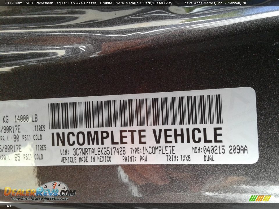 Ram Color Code PAU Granite Crystal Metallic