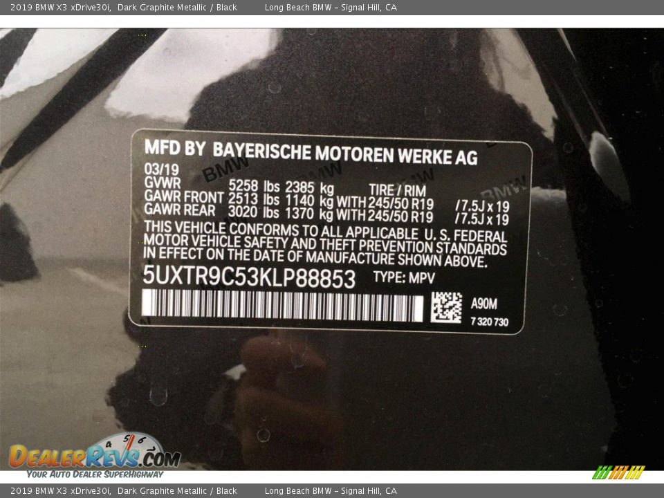 2019 BMW X3 xDrive30i Dark Graphite Metallic / Black Photo #8