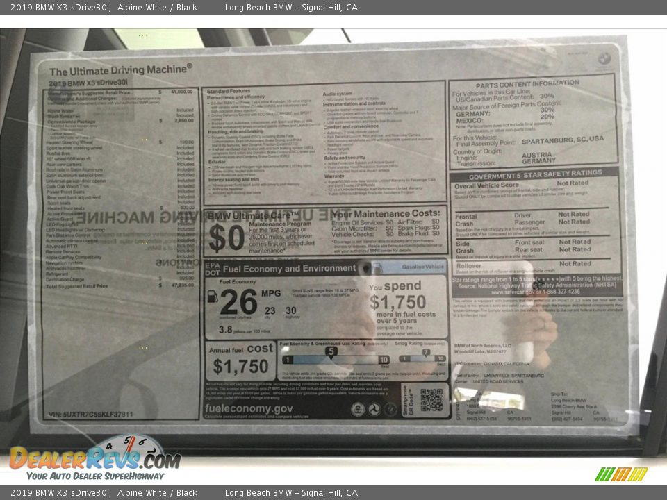 2019 BMW X3 sDrive30i Alpine White / Black Photo #10