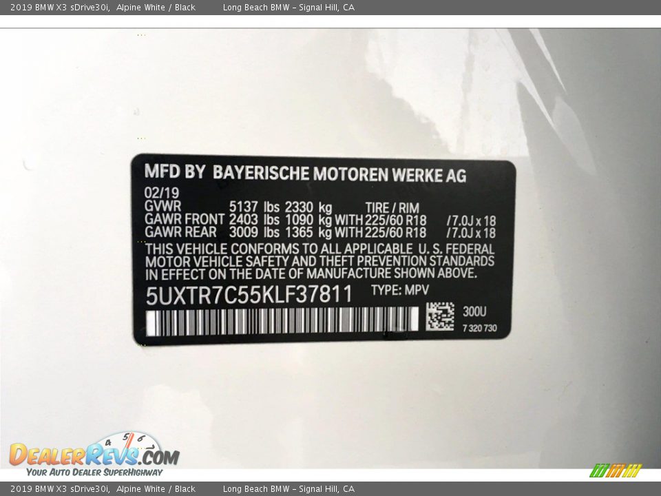 2019 BMW X3 sDrive30i Alpine White / Black Photo #11