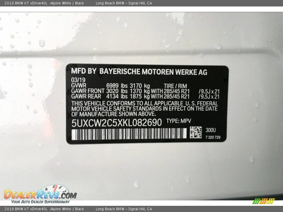 2019 BMW X7 xDrive40i Alpine White / Black Photo #8