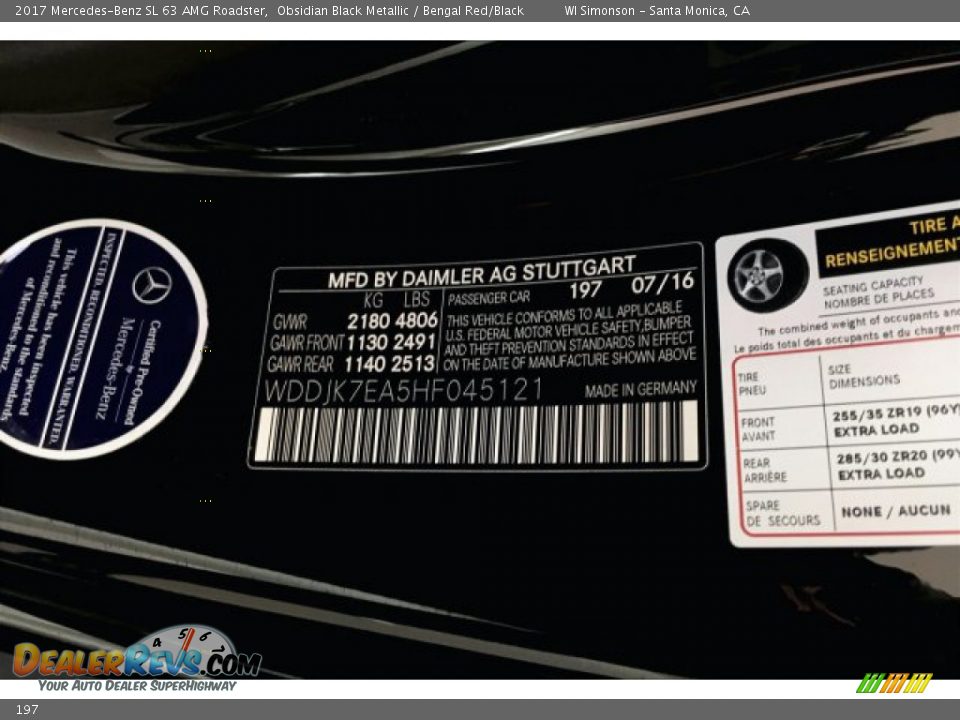 197 - 2017 Mercedes-Benz SL