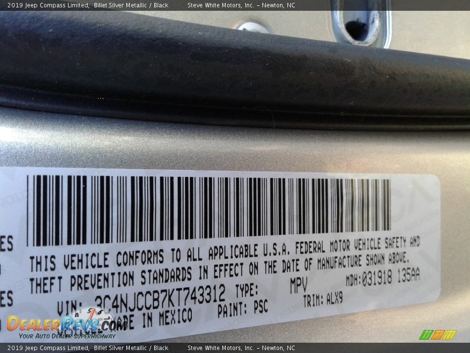 2019 Jeep Compass Limited Billet Silver Metallic / Black Photo #32