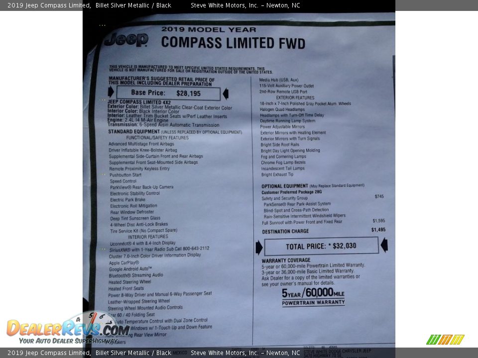 2019 Jeep Compass Limited Billet Silver Metallic / Black Photo #33