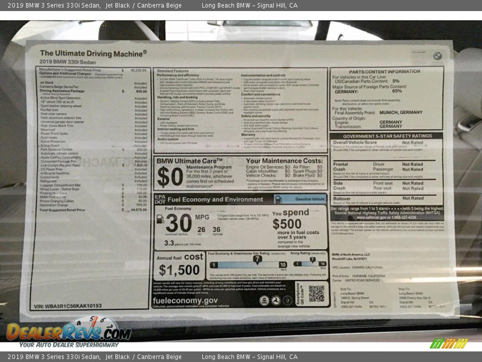 2019 BMW 3 Series 330i Sedan Jet Black / Canberra Beige Photo #11