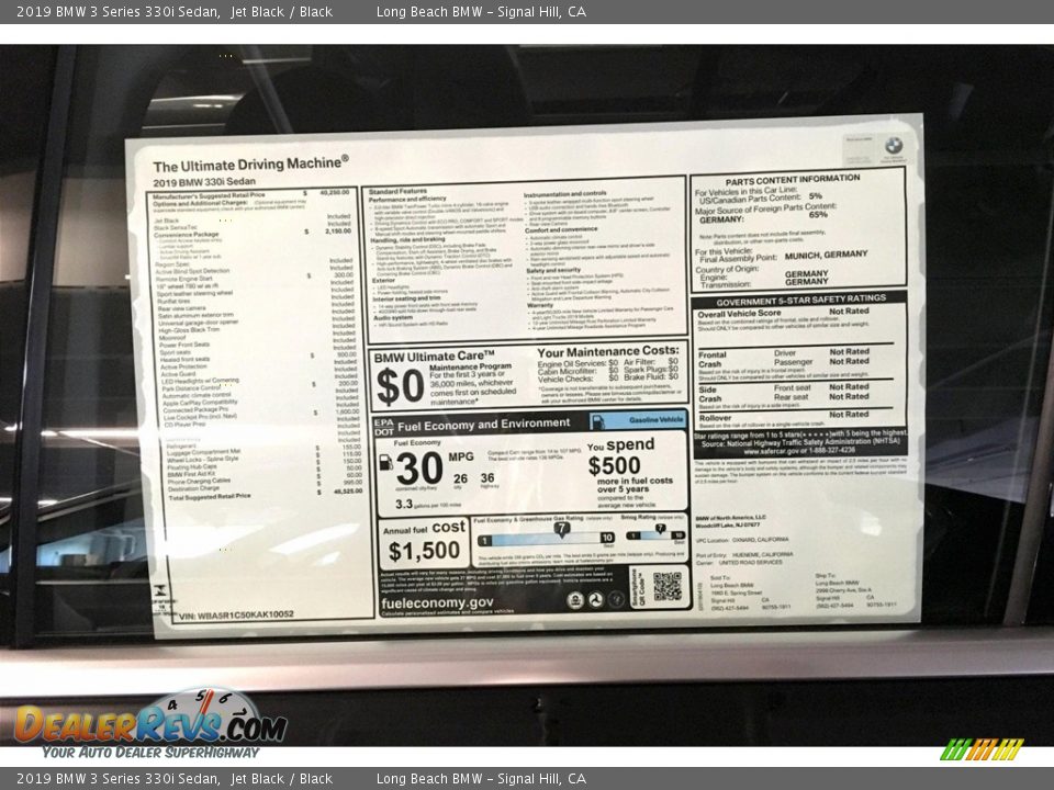 2019 BMW 3 Series 330i Sedan Jet Black / Black Photo #11