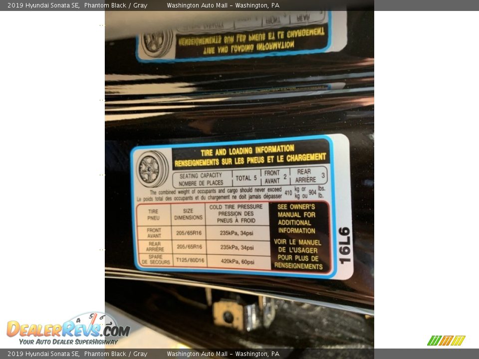 2019 Hyundai Sonata SE Phantom Black / Gray Photo #14