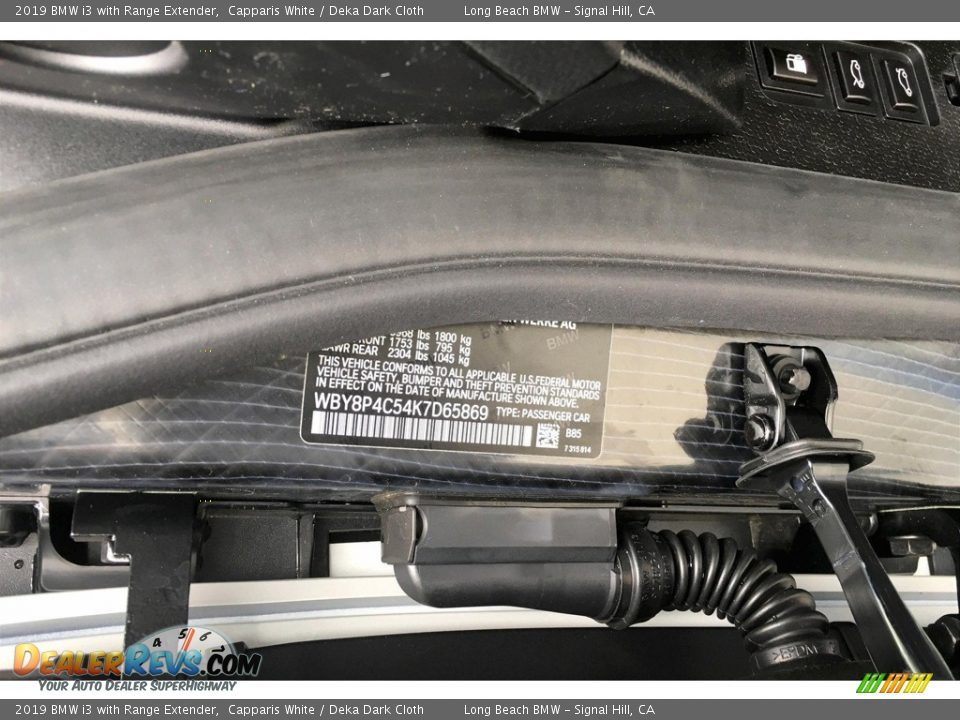 2019 BMW i3 with Range Extender Capparis White / Deka Dark Cloth Photo #8