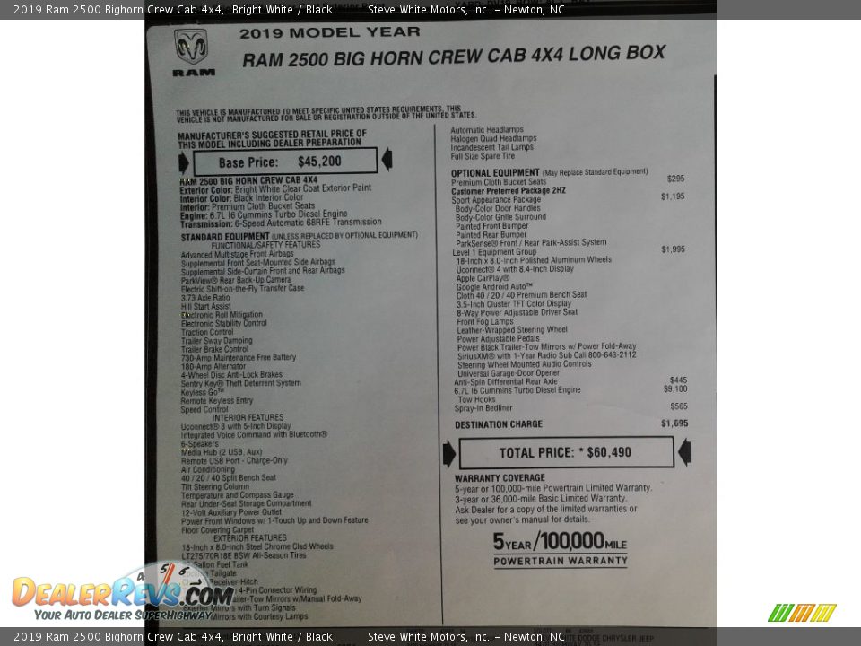 2019 Ram 2500 Bighorn Crew Cab 4x4 Bright White / Black Photo #34