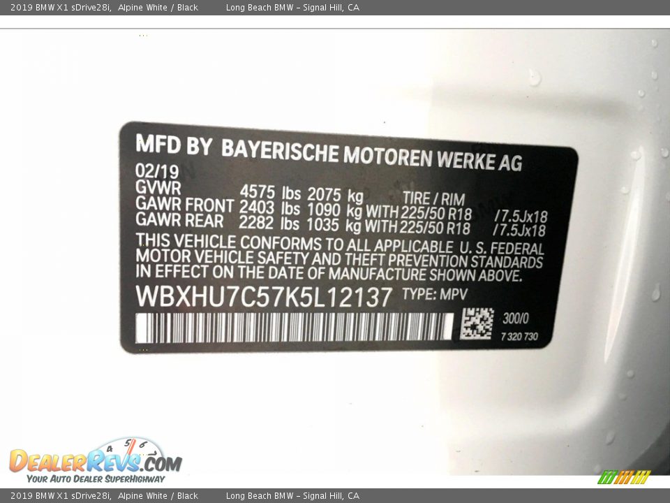 2019 BMW X1 sDrive28i Alpine White / Black Photo #12