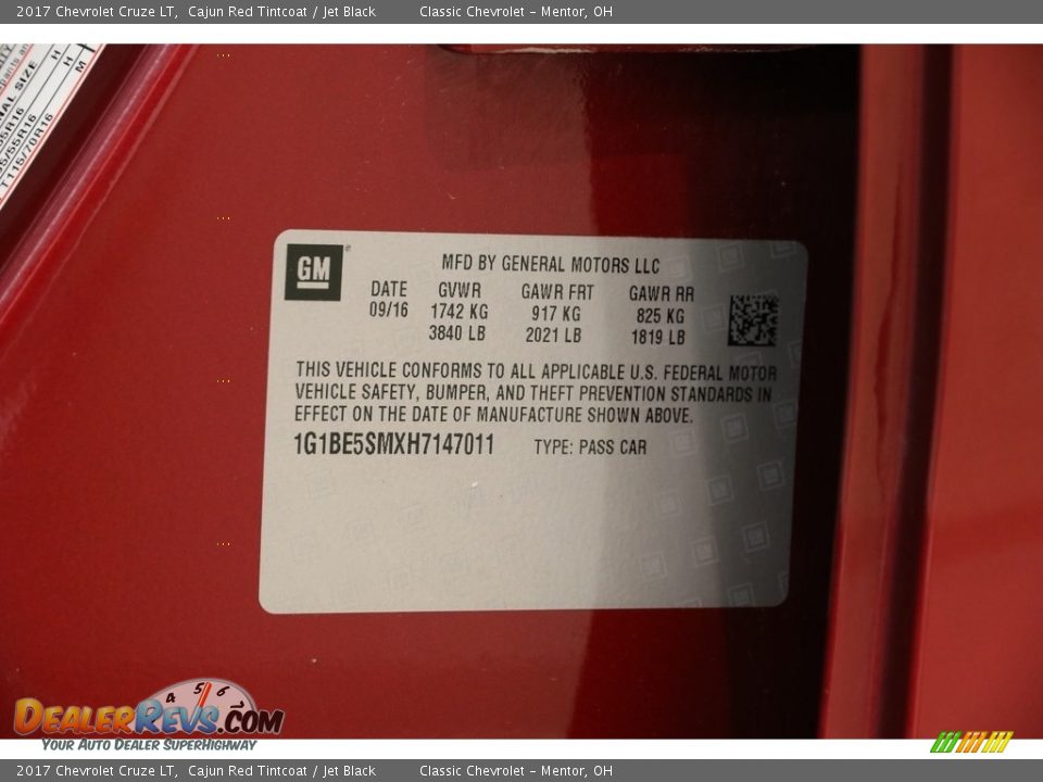 2017 Chevrolet Cruze LT Cajun Red Tintcoat / Jet Black Photo #20