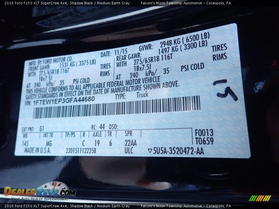 2016 Ford F150 XLT SuperCrew 4x4 Shadow Black / Medium Earth Gray Photo #23
