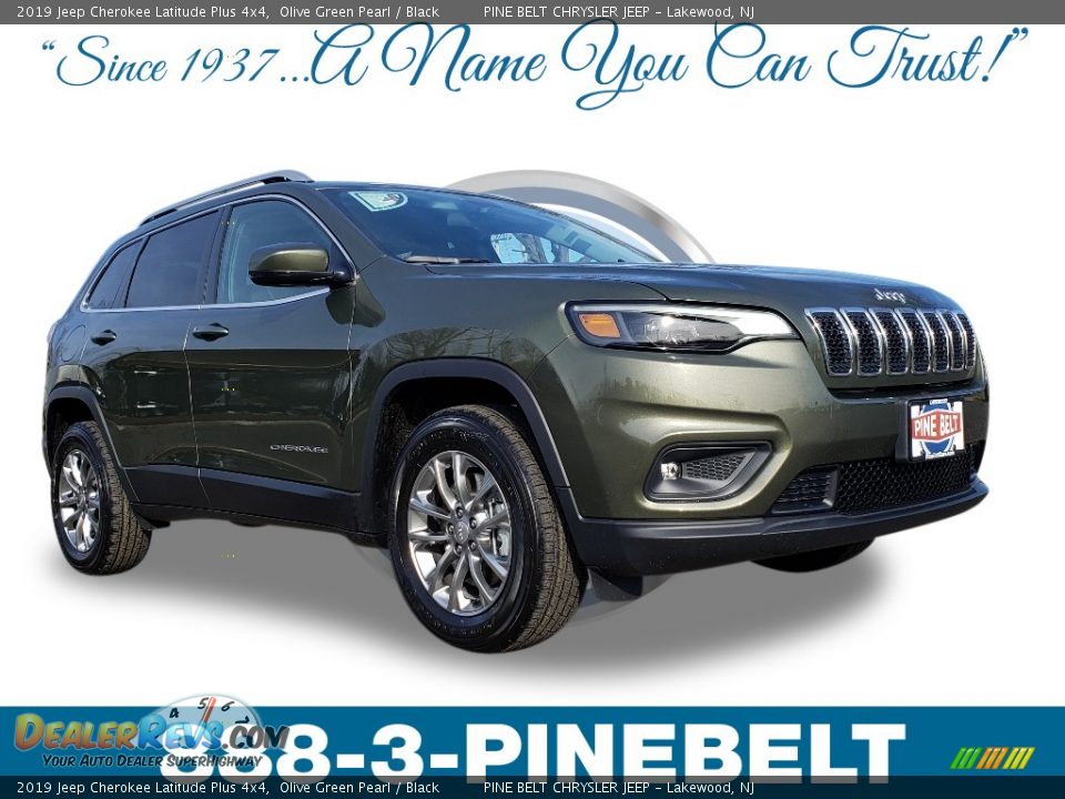 2019 Jeep Cherokee Latitude Plus 4x4 Olive Green Pearl / Black Photo #1