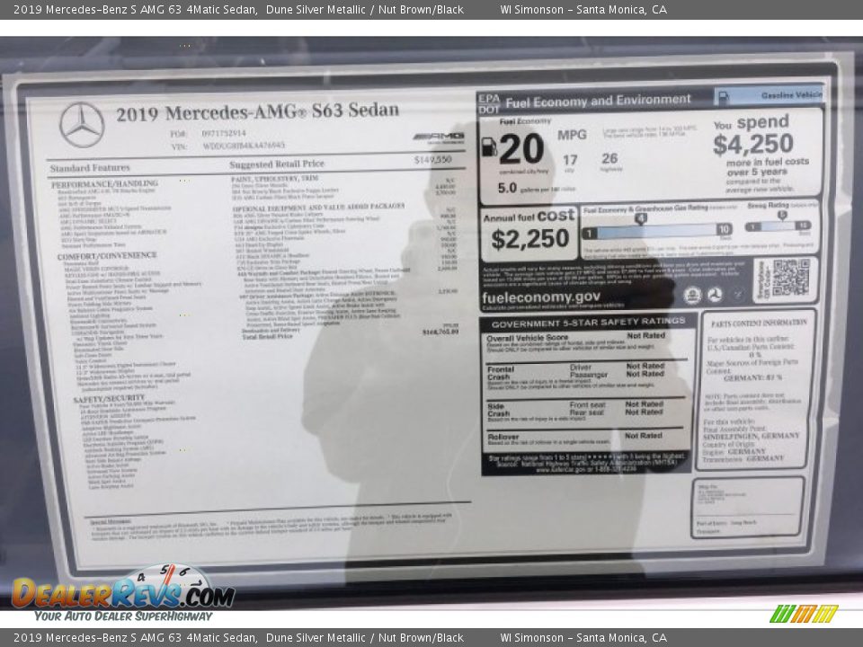 2019 Mercedes-Benz S AMG 63 4Matic Sedan Window Sticker Photo #11