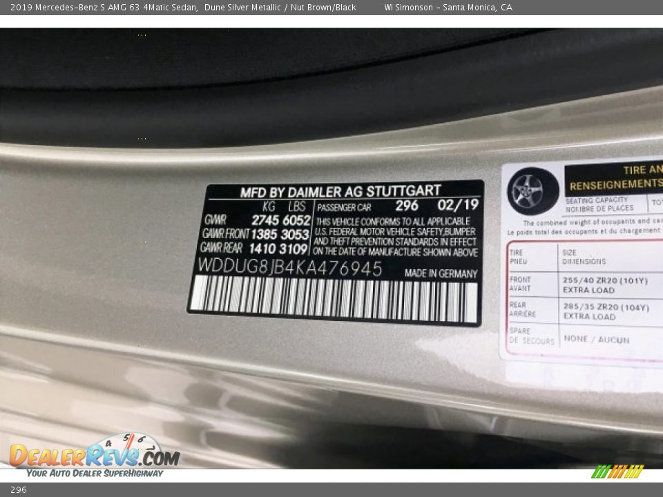 Mercedes-Benz Color Code 296 Dune Silver Metallic