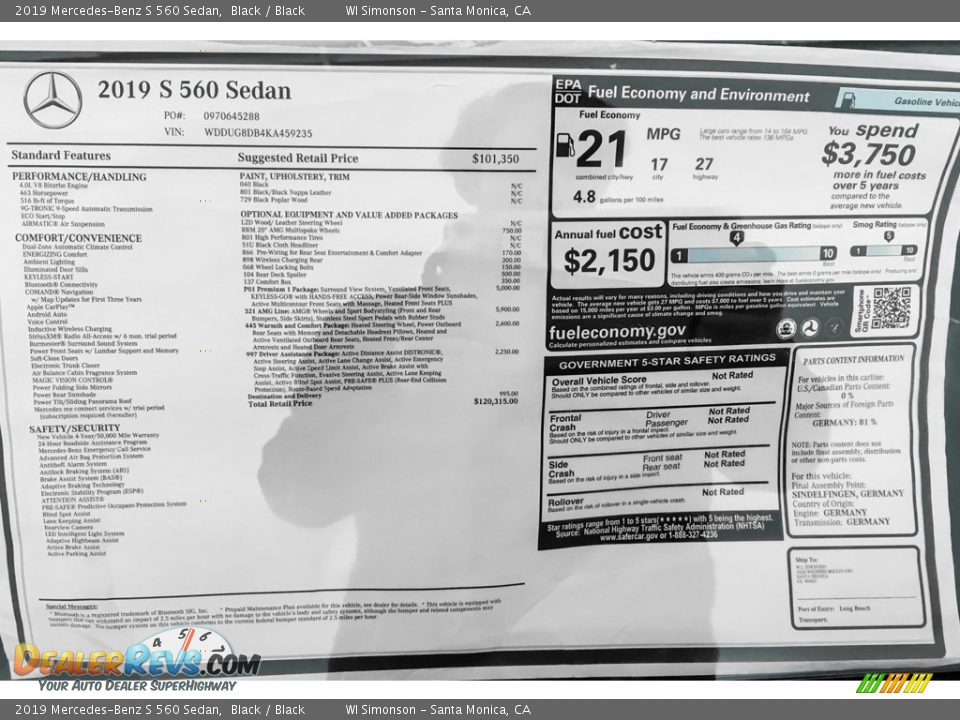 2019 Mercedes-Benz S 560 Sedan Black / Black Photo #10