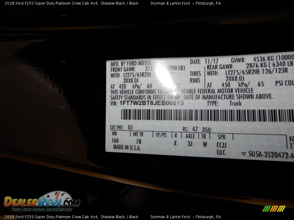 2018 Ford F250 Super Duty Platinum Crew Cab 4x4 Shadow Black / Black Photo #19
