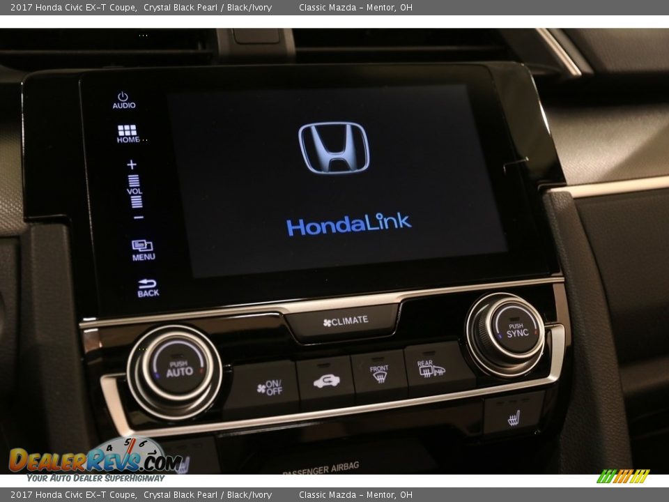 2017 Honda Civic EX-T Coupe Crystal Black Pearl / Black/Ivory Photo #9