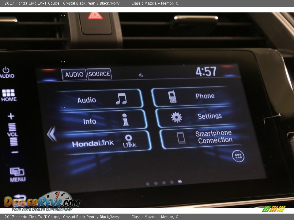 2017 Honda Civic EX-T Coupe Crystal Black Pearl / Black/Ivory Photo #10