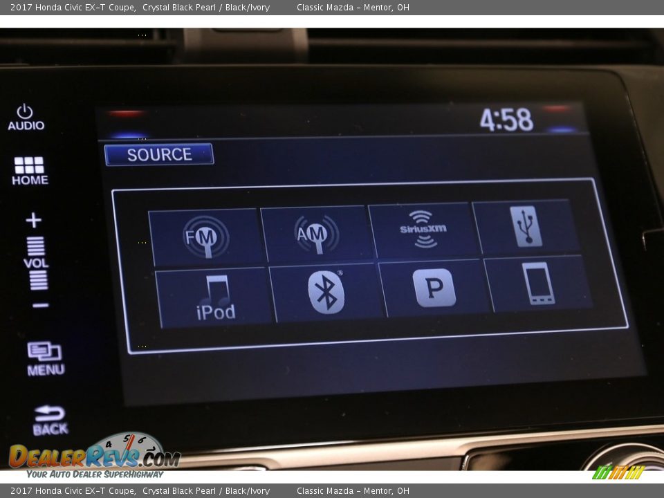 2017 Honda Civic EX-T Coupe Crystal Black Pearl / Black/Ivory Photo #11