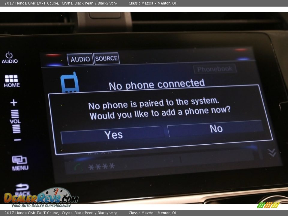 2017 Honda Civic EX-T Coupe Crystal Black Pearl / Black/Ivory Photo #13