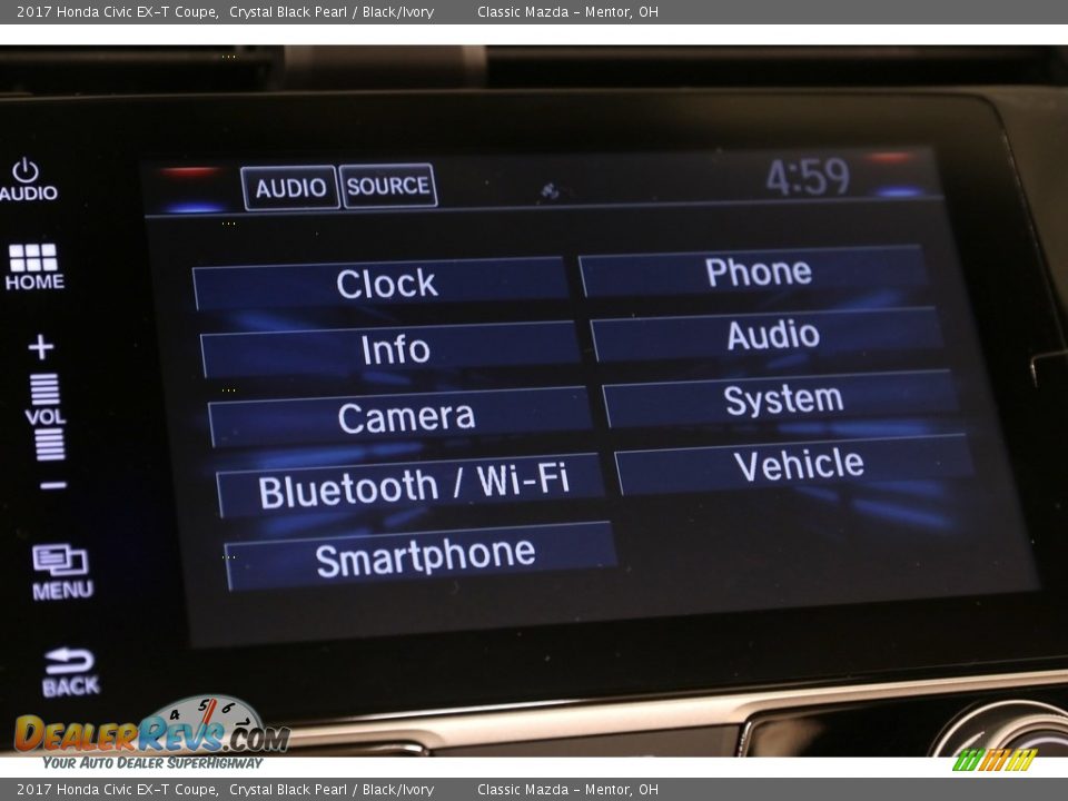 2017 Honda Civic EX-T Coupe Crystal Black Pearl / Black/Ivory Photo #14